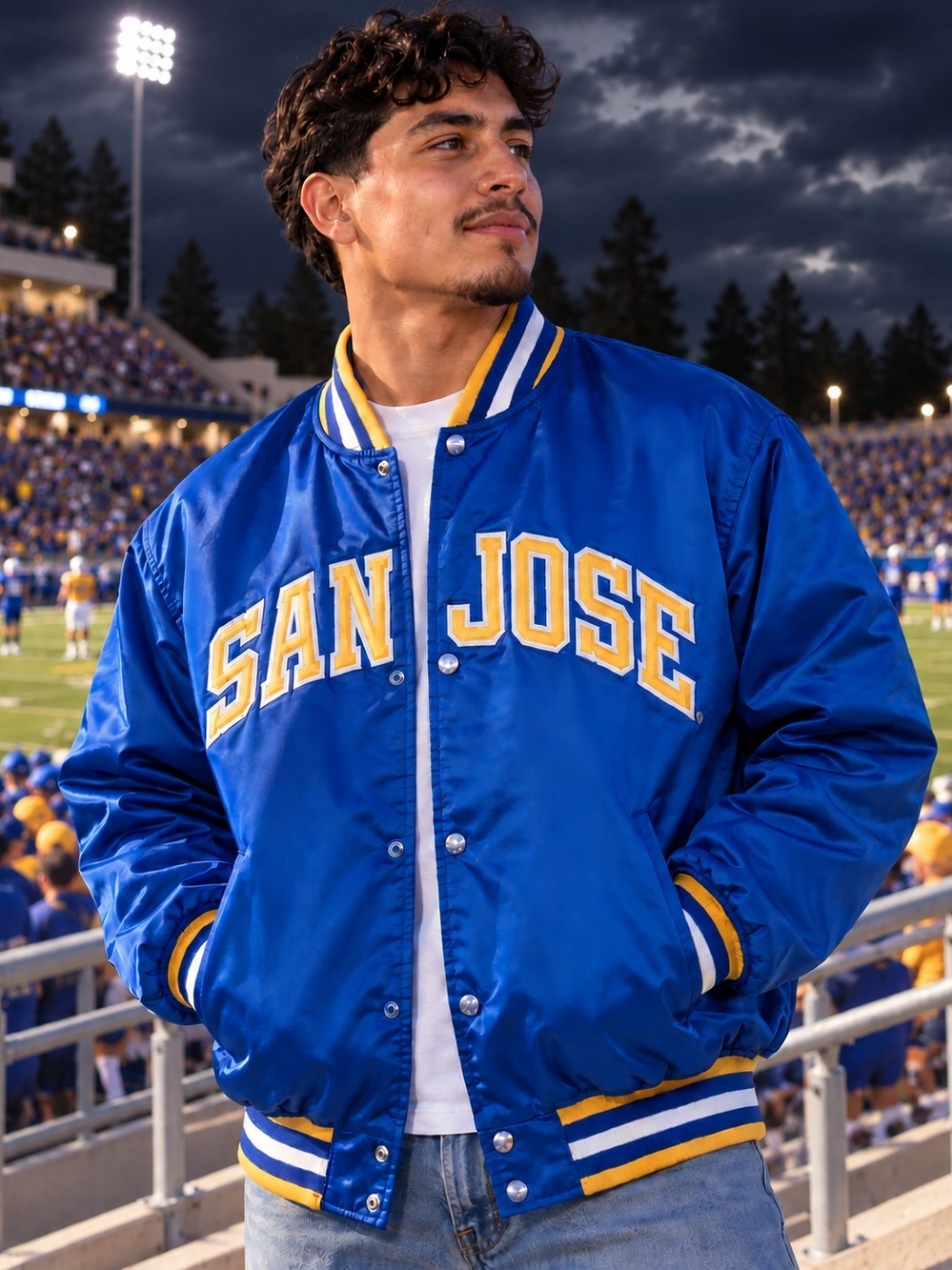 STARTER San Jose State Vintage Satin Bomber Jacket - Men's XL